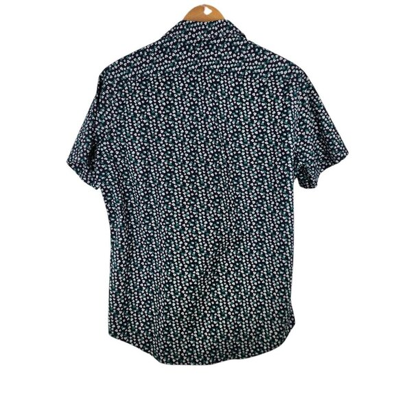 Michael Kors Mens Short Sleeve Floral Button-Up‎ Shirt Medium Cotton Elastane - Picture 2 of 7